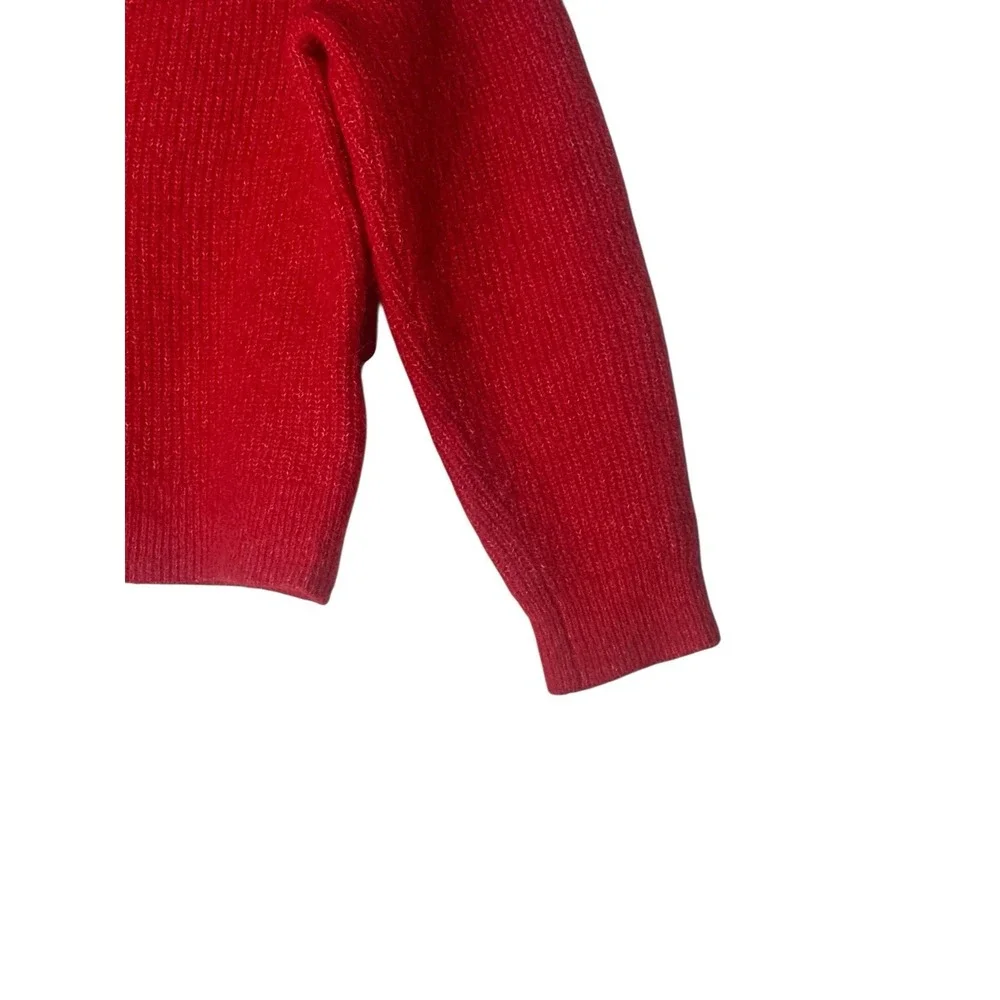 GANNI Cropped Cardigan Sweater Women's Small Red Wool‎ Alpaca Blend Button Front
